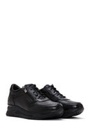 Women's Black Leather Thick Soled Sneaker | Derimod