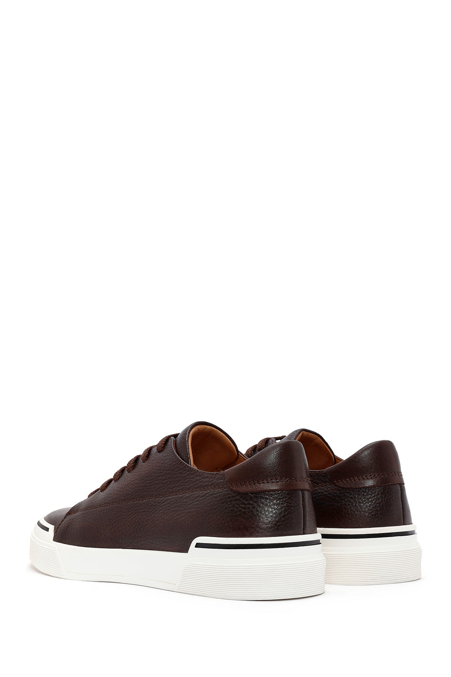 Men's Brown Lace-Up Leather Sneaker