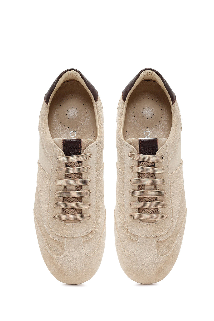 Kadın Bej Bağcıklı Süet Deri Sneaker