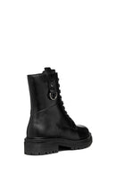 Geox Women's Black Iridea Lace-Up Leather Combat Boots | Derimod