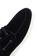 Men's Navy Blue Lace-up Suede Leather Casual Shoes | Derimod