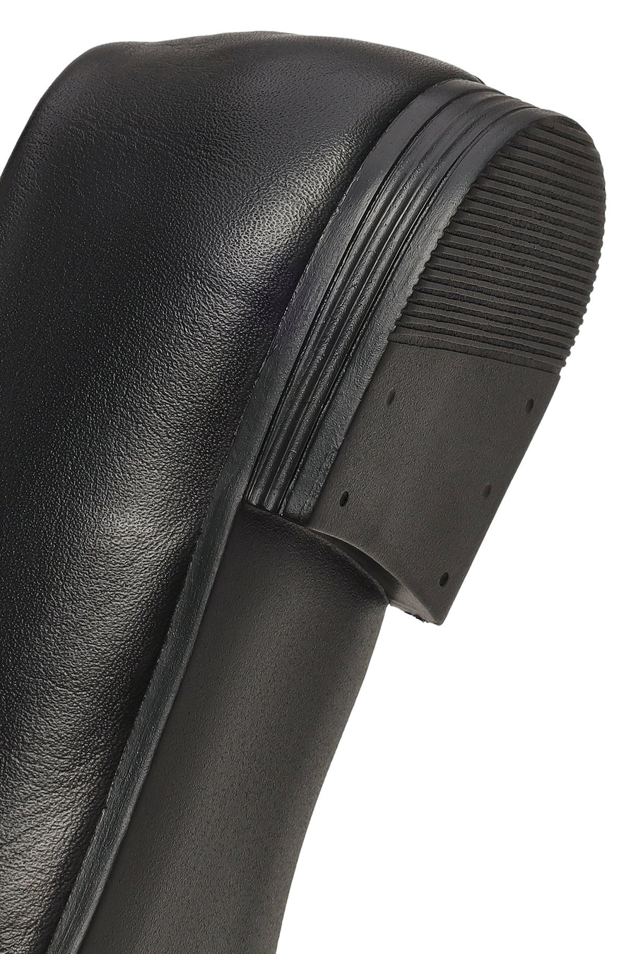 Women's Black Banded Leather Ballerinas
