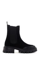 Women's Black Suede Leather Chelsea Boots | Derimod