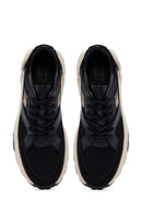Men's Black Lace-Up Thick Sole Leather Sneakers | Derimod