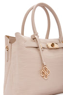 Women's Beige Long Strap Printed Shoulder Bag | Derimod