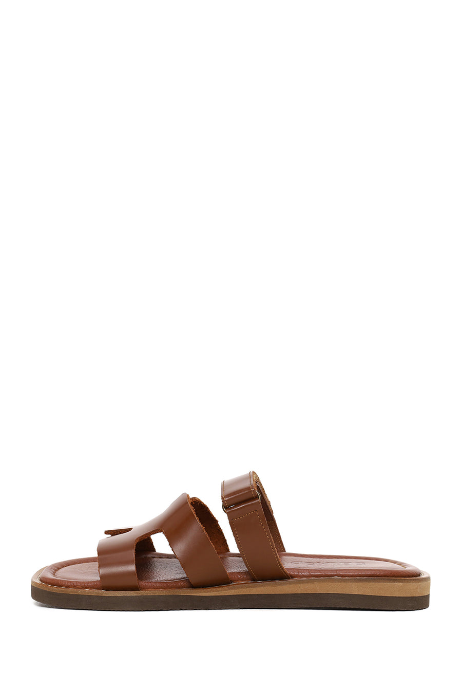 Woman Brown Strapped Leather Slipper