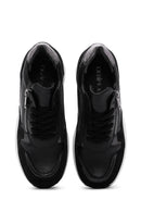 Women's Black Leather Thick Soled Sneaker | Derimod
