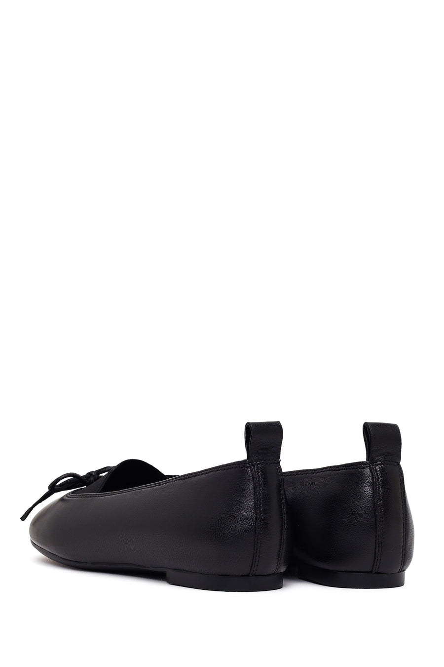 Woman Black Leather Ballet Flat