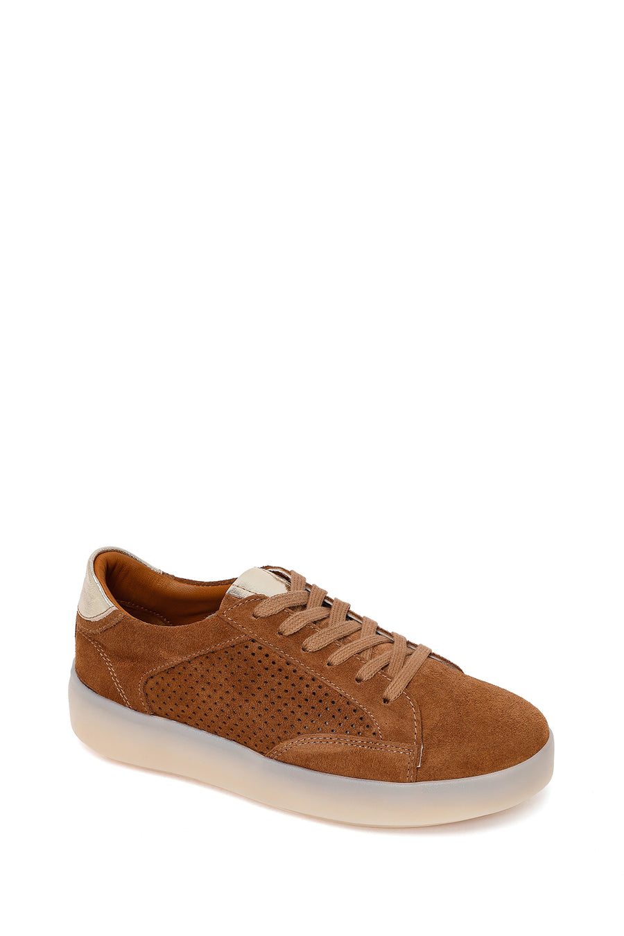 Kadın Taba Bağcıklı Süet Deri Sneaker