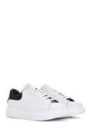 Men's White Lace-up Thick-Sole Leather Sneaker | Derimod