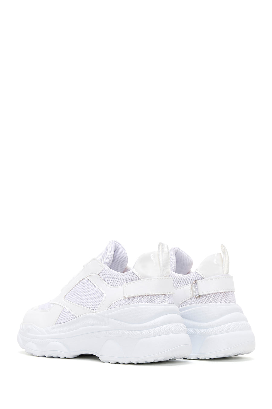 Women's White Lace-Up Thick Soled Sneaker