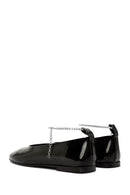 Women's Black Stone Detailed Patent Leather Ballerinas | Derimod