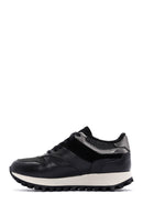 Women's Black Thick Soled Leather Sneaker | Derimod