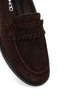 Woman Brown Suede Masculine Loafer | Derimod