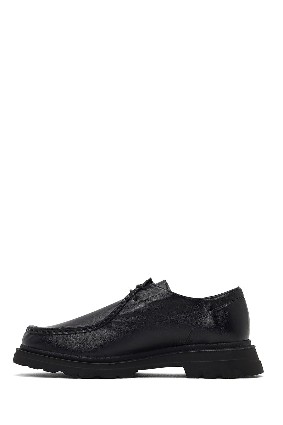 Woman Black Lace-up Leather Masculine Shoes