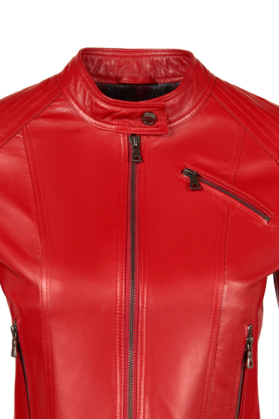 Sonia Woman Red Short Leather Jacket