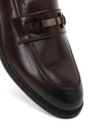Men Brown Buckled Leather Loafer | Derimod