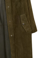 Los Angeles Woman Green Suede Coat | Derimod