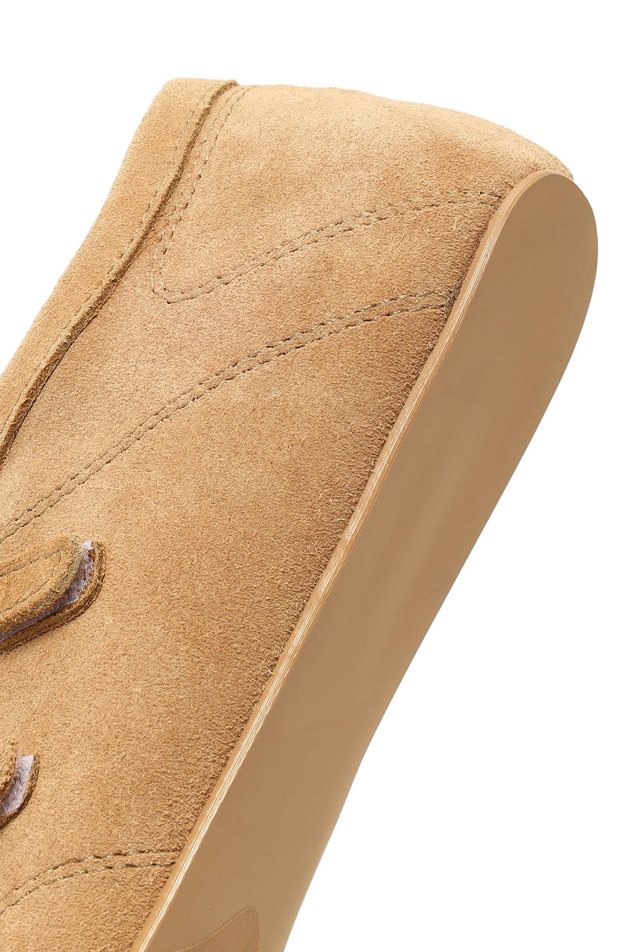 Woman Beige Double-Strap Suede Leather Ballerine Shoes