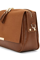 Women's Tan Chain Strap Suede Crossbody Bag | Derimod