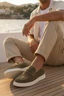 Erkek Haki Süet Deri Casual Loafer | Derimod