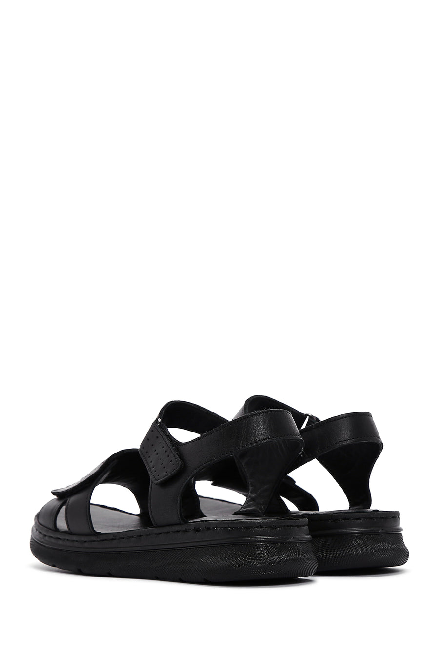 Women's Black Ankle Strap Leather Comfort Sandals