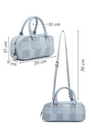 Women's Blue Long Strap Patterned Shoulder Bag | Derimod