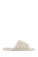 Women's Cream Knitted Slippers | Derimod