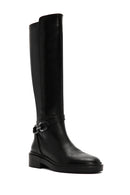 Women's Black Zippered Buckle Detailed Leather Casual Boots | Derimod