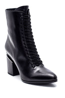 Women's Leather Lace-Up Heeled Boots | Derimod