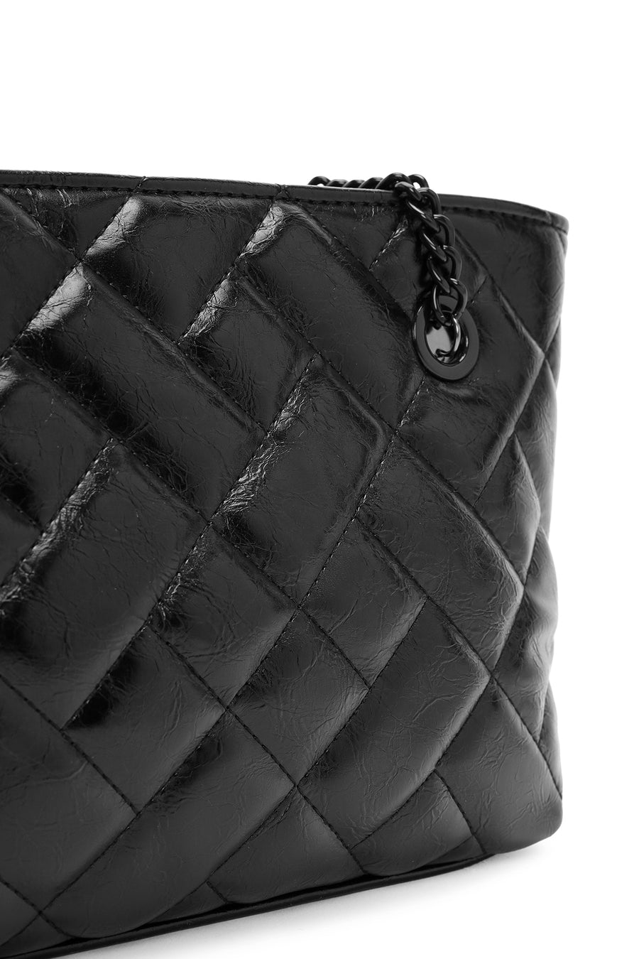 Women's Black Long Chain Strap Quilted Shoulder Bag