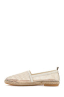 Women's Cream Leather Espadrilles | Derimod