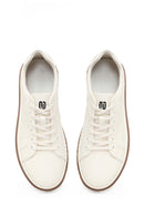 Male White Lace-up Leather Sneaker | Derimod