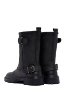 Woman Siyah Leather Biker Bot | Derimod