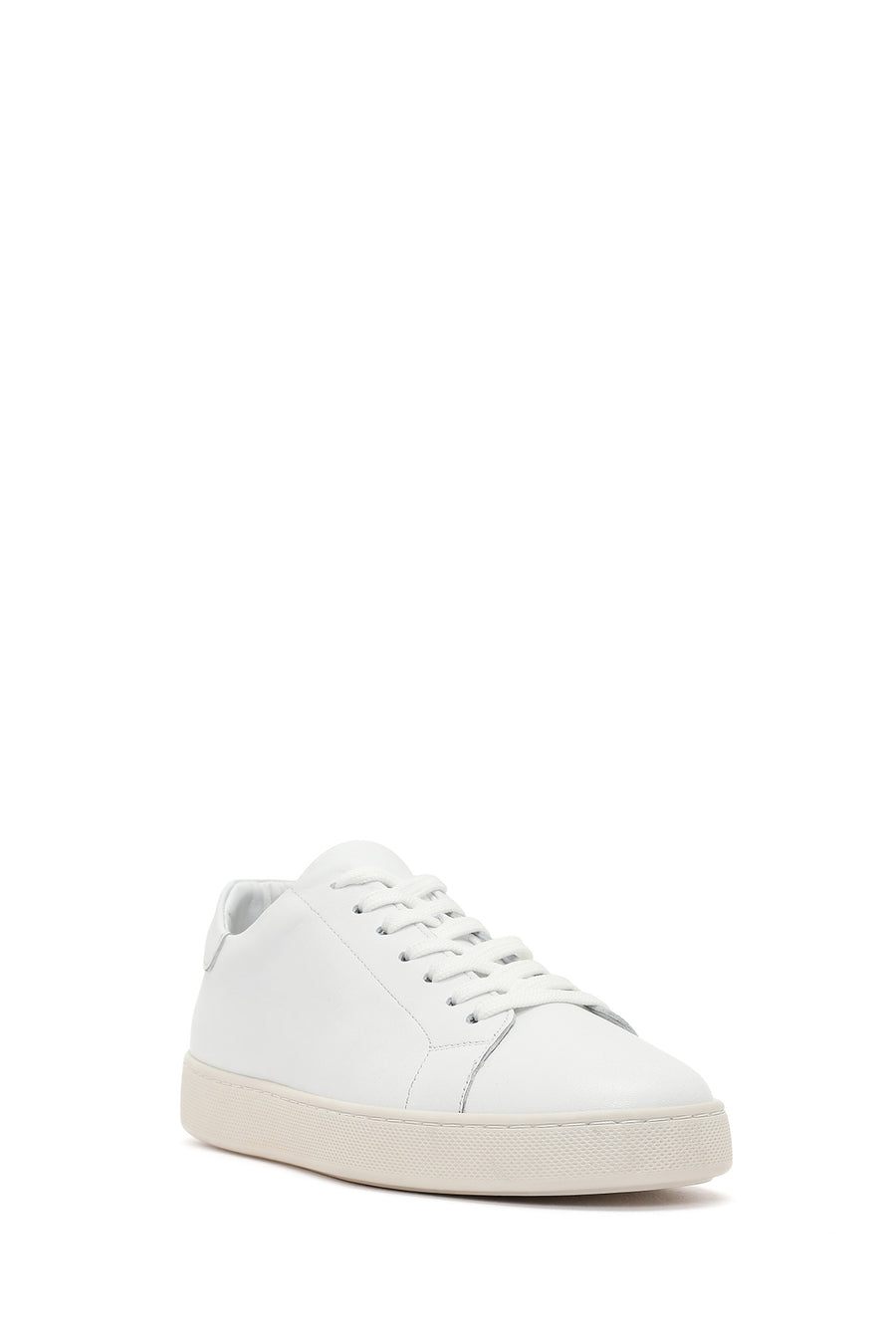 Men's White Lace-up Leather Sneaker