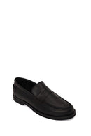 Woman Black Leather Loafer | Derimod