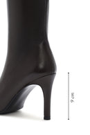 Women's Brown Zippered Thin Heel Leather Boots | Derimod
