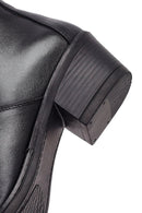 Women's Black Thick Heeled Leather Cowboy Boots | Derimod