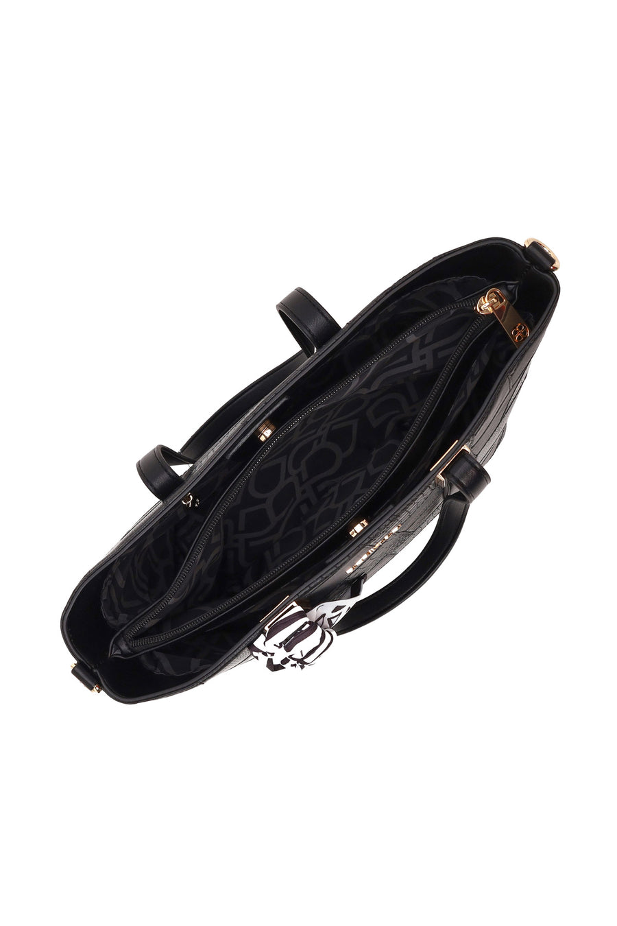 Woman Black Long Strap Printed Shoulder Bag