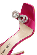 Women's Pink Stone Satin Thin Heel Sandals | Derimod