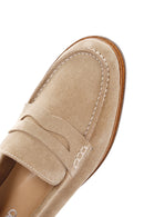 Women's Beige Suede Leather Masculine Loafer | Derimod