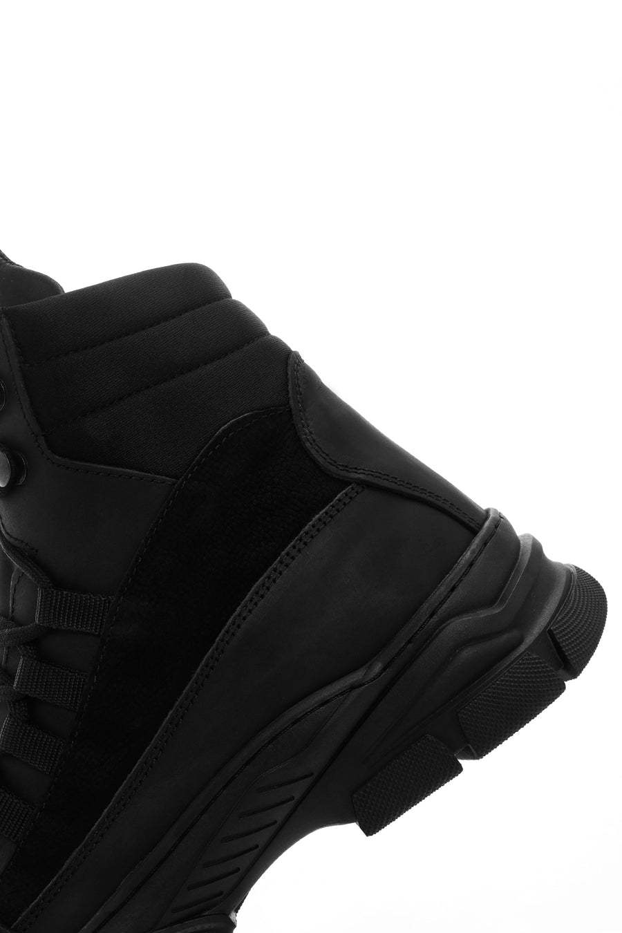 Men's Black Leather Outdoor Boots