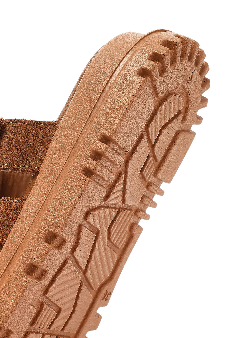 Women's Brown Thick Soled Suede Leather Slippers
