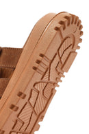 Women's Brown Thick Soled Suede Leather Slippers | Derimod