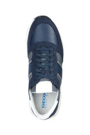 Geox Men's Navy Blue Spherica Vseries Lace-Up Leather Sneaker | Derimod