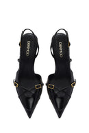 Women's Black Open Back Thin Heeled Leather Shoes | Derimod