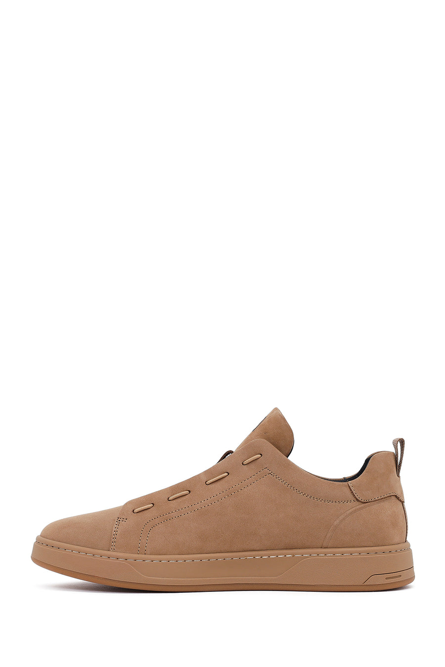 Erkek Vizon Bağcıklı Nubuk Deri Sneaker