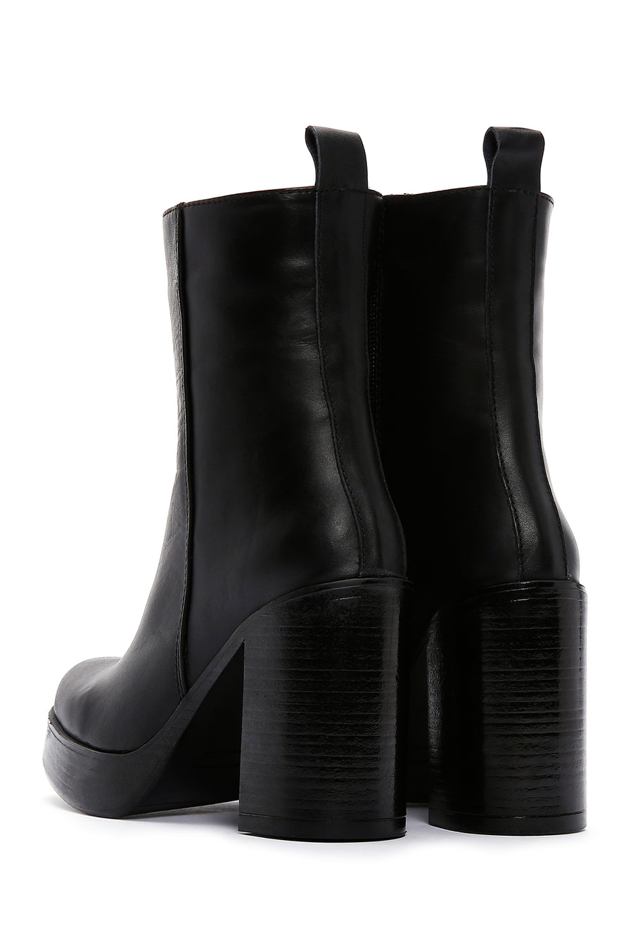 Women's Black Leather Platform High Heel Boots