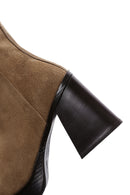 Women's Brown Suede Leather Heeled Boots | Derimod