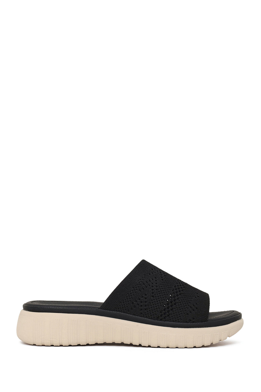 Woman Black Chunky-Soled Patterned Comfort Slippers 26SFE46266F | Derimod